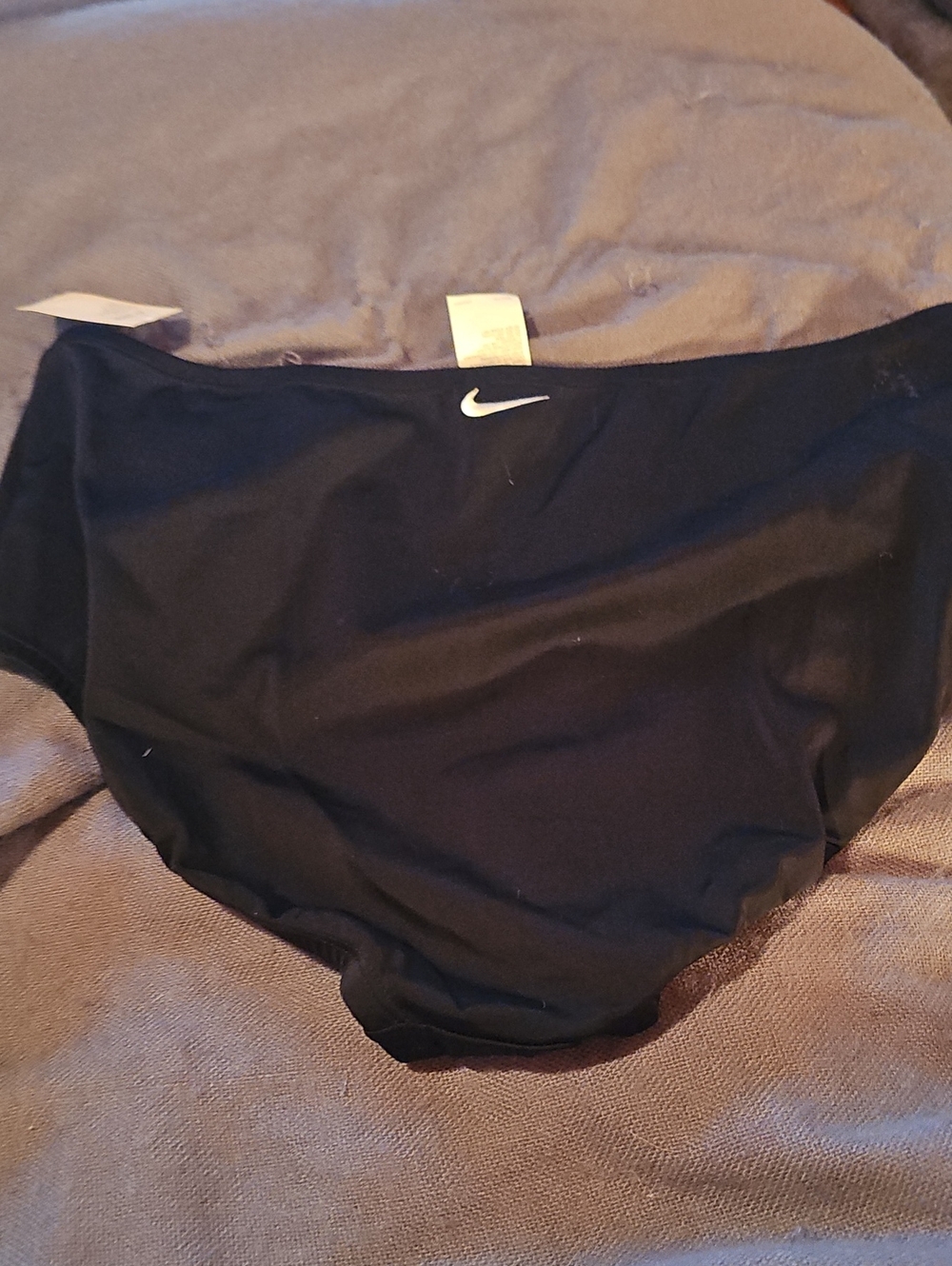 Nike Black Women's Swim Bikini Bottoms with White Swoosh